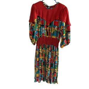 Plaza South Vintage Floral Colorful Dress